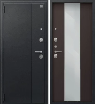 Дверь A-04 черный сатин - лиственница тёмная зеркало