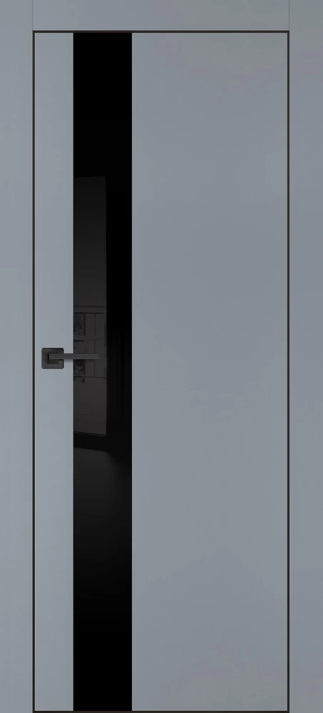 Фото Межкомнатная дверь PX-10 черная кромка с 4-х ст. Серый матовый