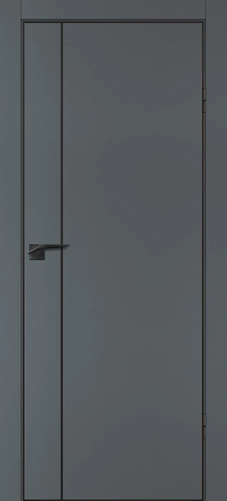 Фото Межкомнатная дверь P-21  черный молдинг PET,  кромка ABS черная c 4-х ст. Графит матовый